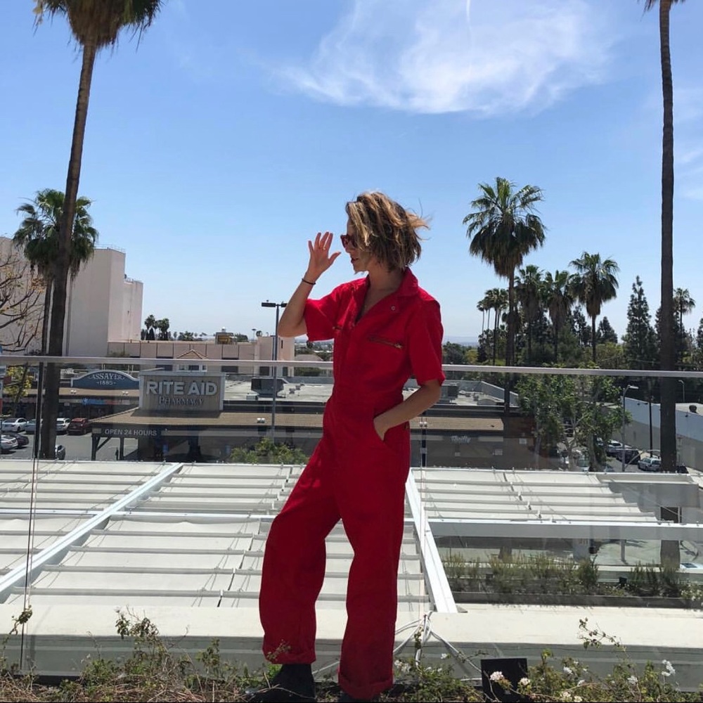Red VINTAGE work wear jumpsuit
